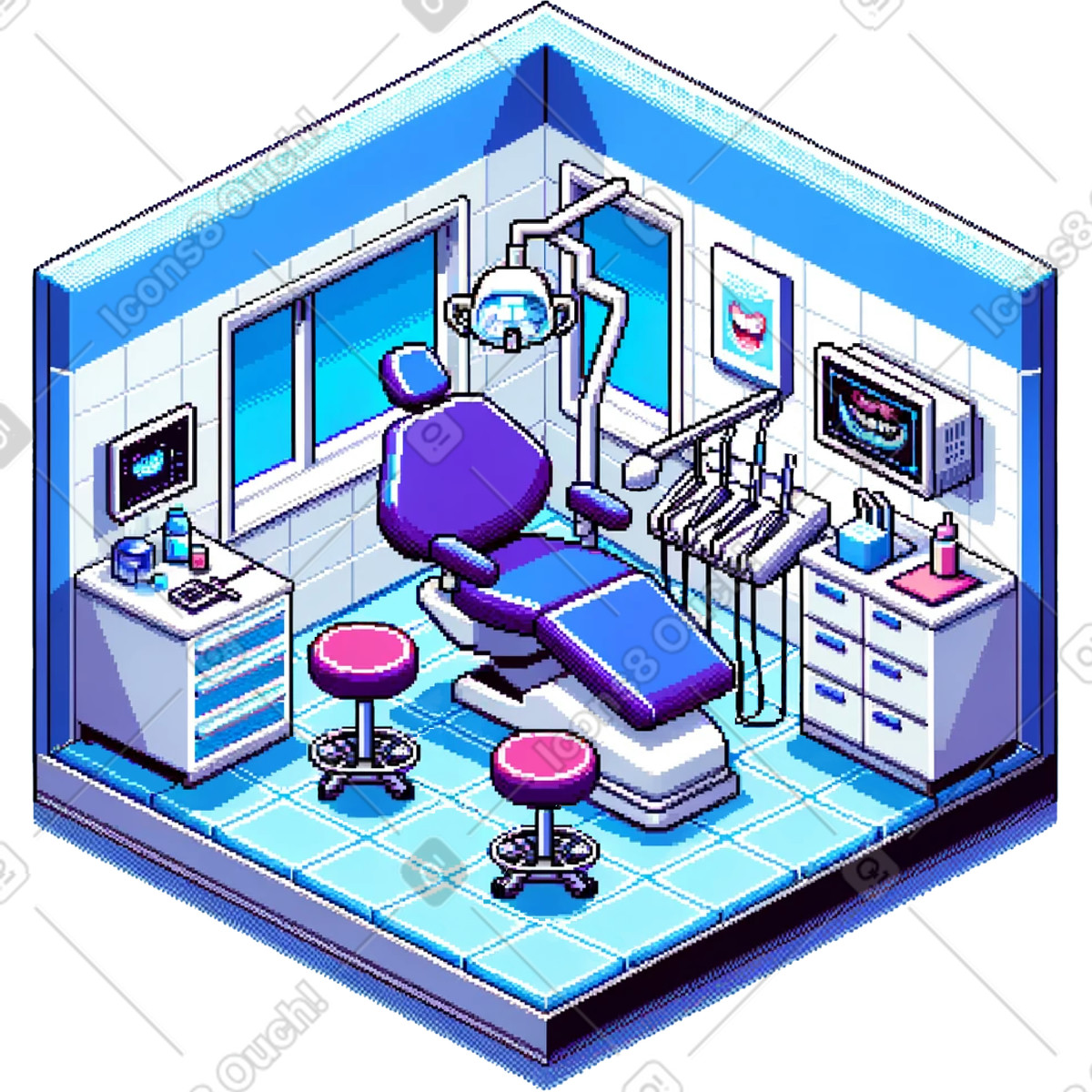 Illustration Cabinet de dentiste à la clinique dans le style Rooms télécharger aux formats PNG, SVG