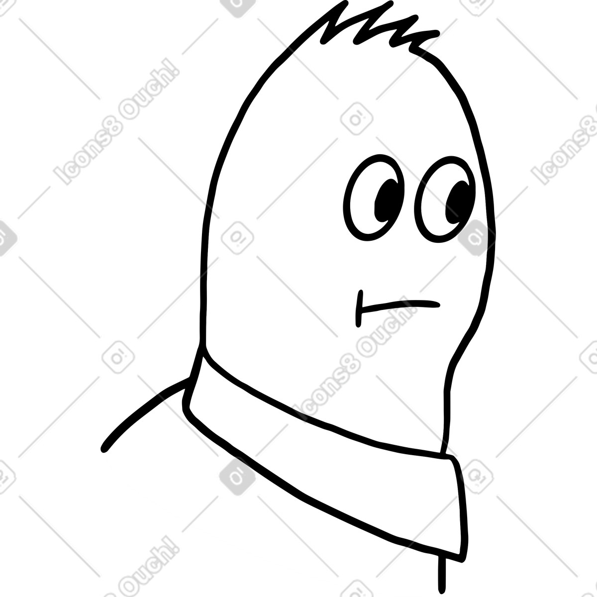 Doodle character looking to the right illustration in Dudes style download in PNG, SVG