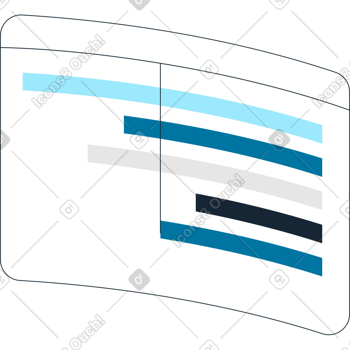 Finestra curva con linee colorate illustrazione in stile Indigo scarica in PNG, SVG