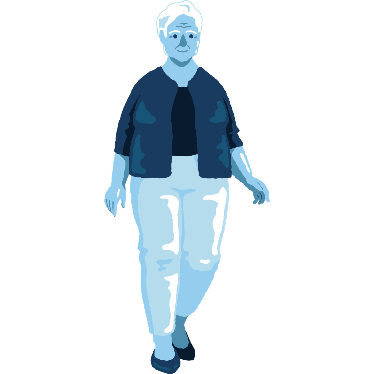 Ilustración Old curvy woman standing en estilo Cherry a descargar en PNG y SVG