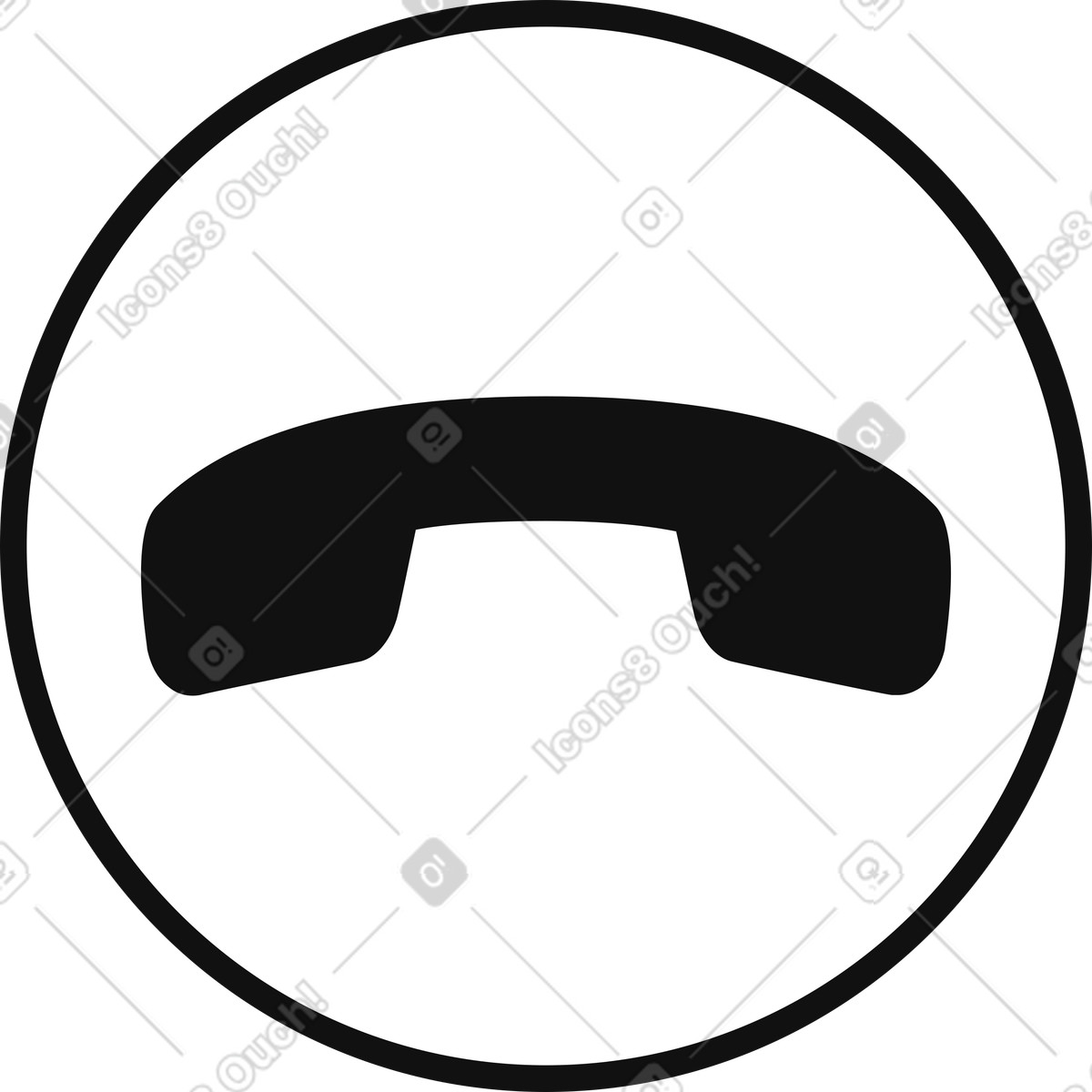 Illustration Telephone handset symbol for ending phone call user interface button dans le style Main à télécharger aux formats PNG, SVG