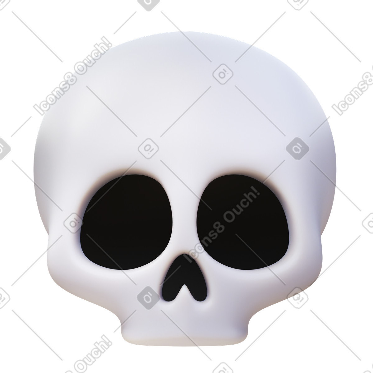 Scull illustration in 3D Fluency style download in PNG, SVG