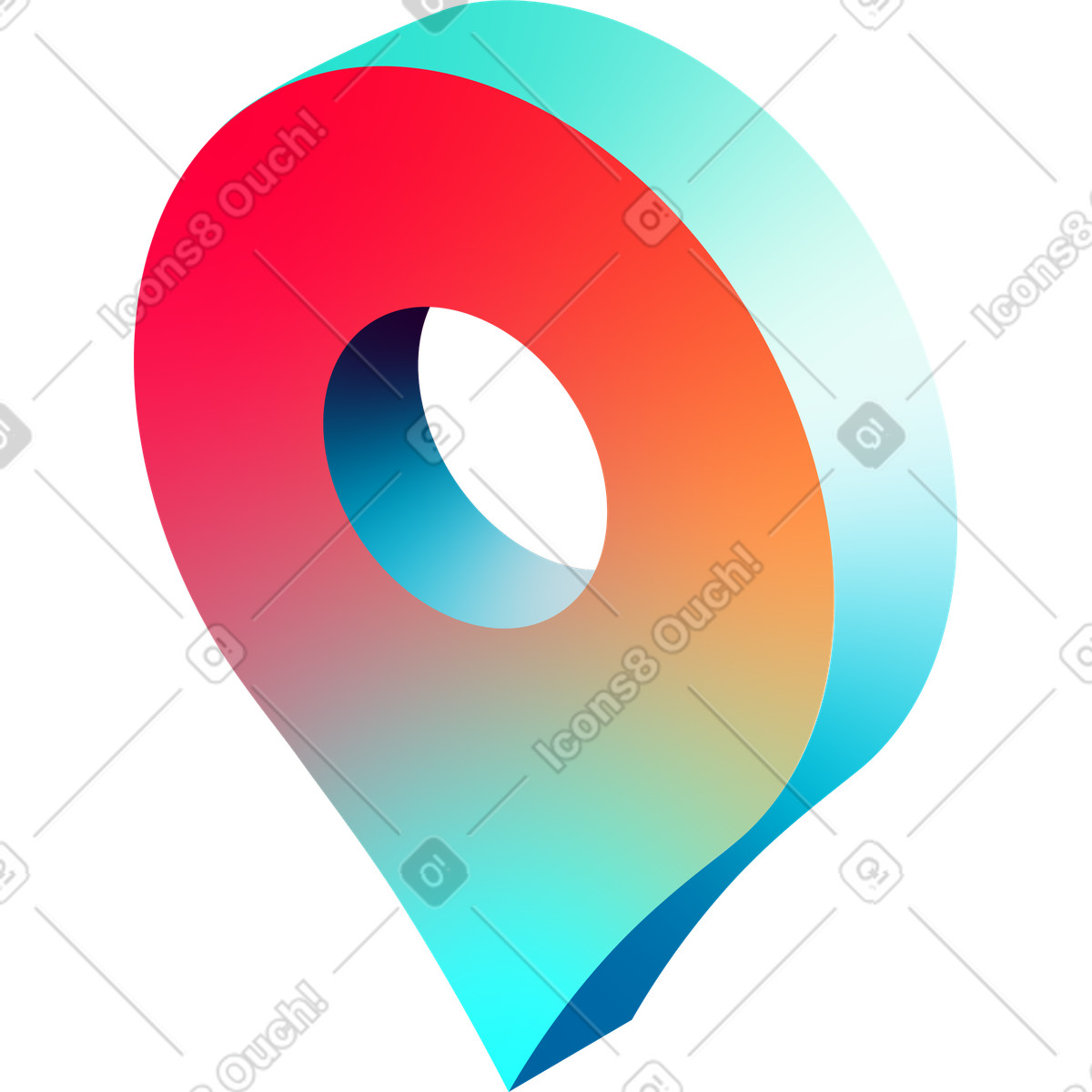 Isometrisches mehrfarbiges geolocation-symbol-Illustration im Glare-Stil als Download in PNG, SVG