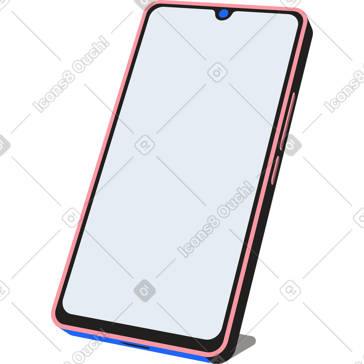 Smartphone with blank screen illustration in Editorial style download in PNG, SVG