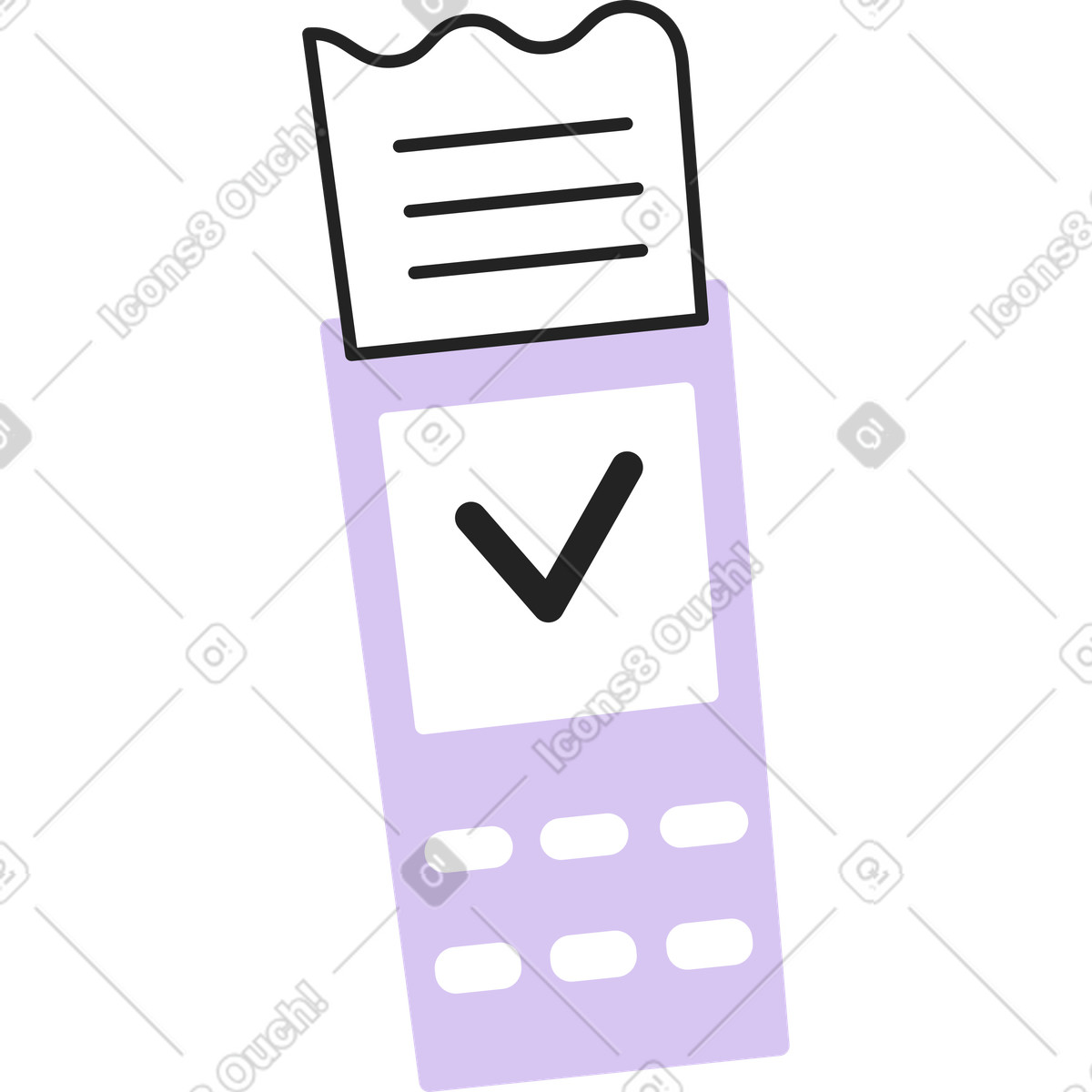 Illustration Machine d'acquisition pour paiement par chèque dans le style Sammy Line à télécharger aux formats PNG, SVG