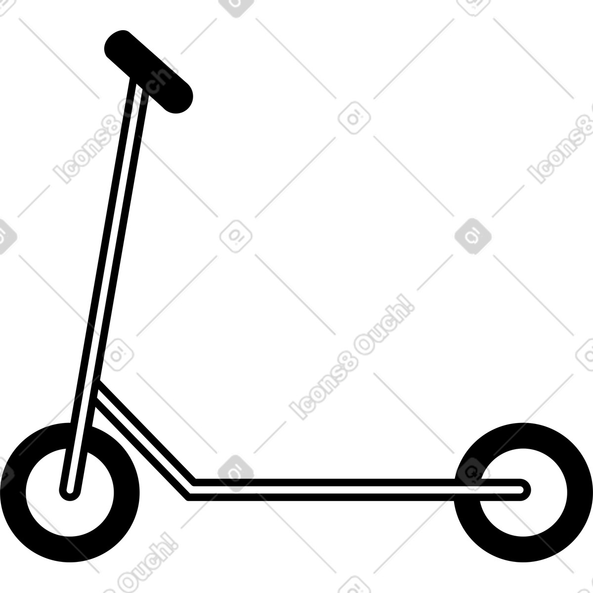 Transportation scooter with straight handlebar and footboard illustrazione in stile Notion Line Art scarica in PNG, SVG
