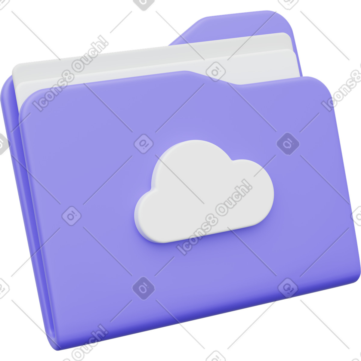 Ilustração de Folder icon representing cloud storage data backup and online file management em no estilo 3D Playful para baixar em PNG, SVG