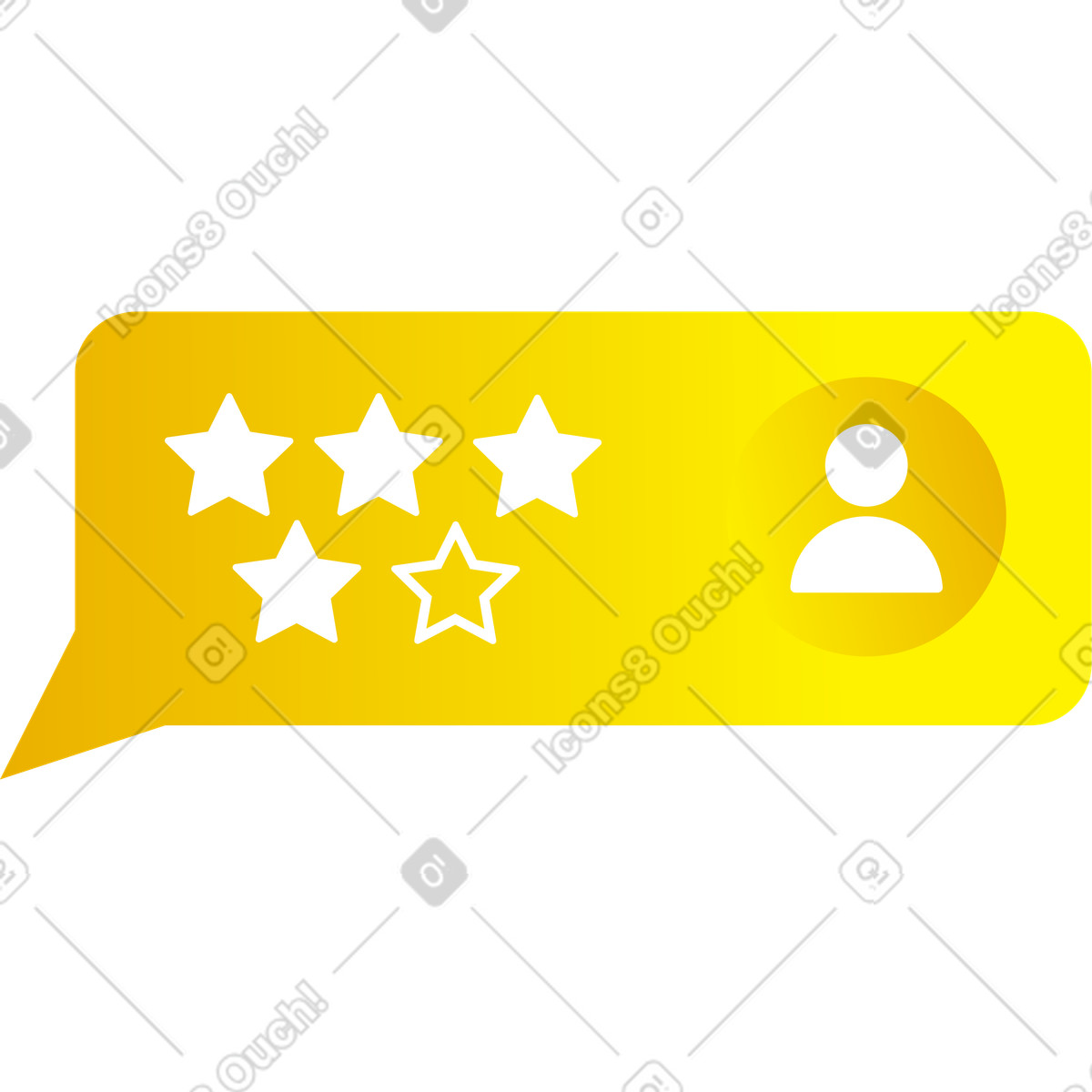 Ilustração de Balão fala amarelo com classificação em no estilo Silky para baixar em PNG, SVG