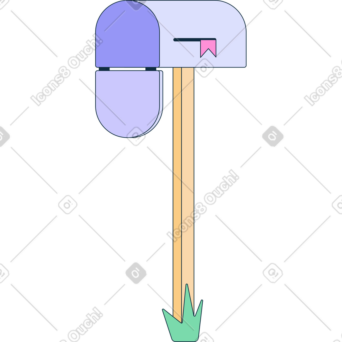 Empty mailbox illustration in Bubble gum style download in PNG, SVG