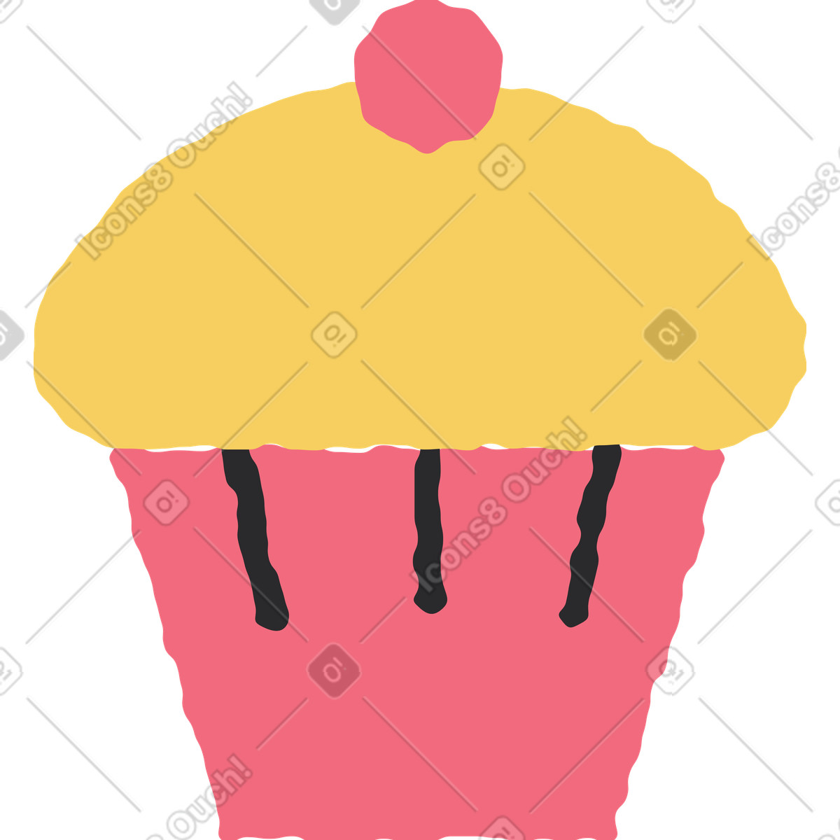 Cupcake-Illustration im Pablo-Stil als Download in PNG, SVG