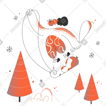 Man flying and delivering presents PNG, SVG
