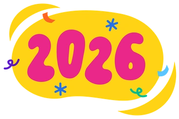 The year 2026 in bright colors - Active style illustration