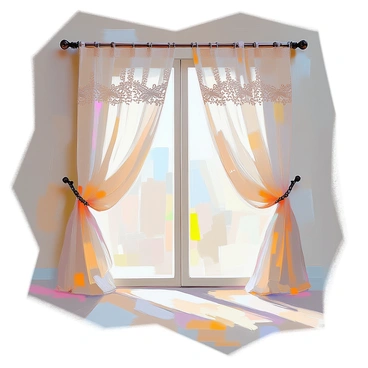 A pair of Victorian lace curtains featuring intricate, delicate moth patterns is gently billowing in the breeze. The curtains are hung on an ornate rod, allowing soft sunlight to filter through, casting intricate shadows on the surrounding wall. The lace displays fine, detailed craftsmanship, with each moth design meticulously woven into the fabric. The scene captures the movement of the curtains as they sway softly, creating a sense of tranquility in the room.