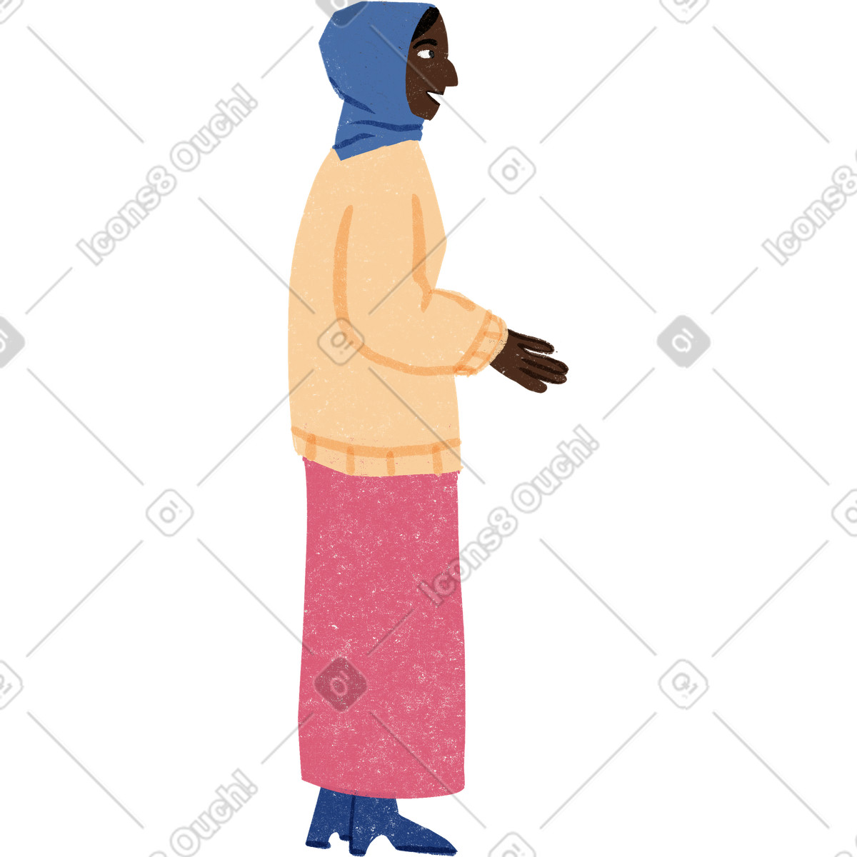 Public 스타일의 Hijabi woman talking 일러스트레이션 PNG, SVG 다운로드