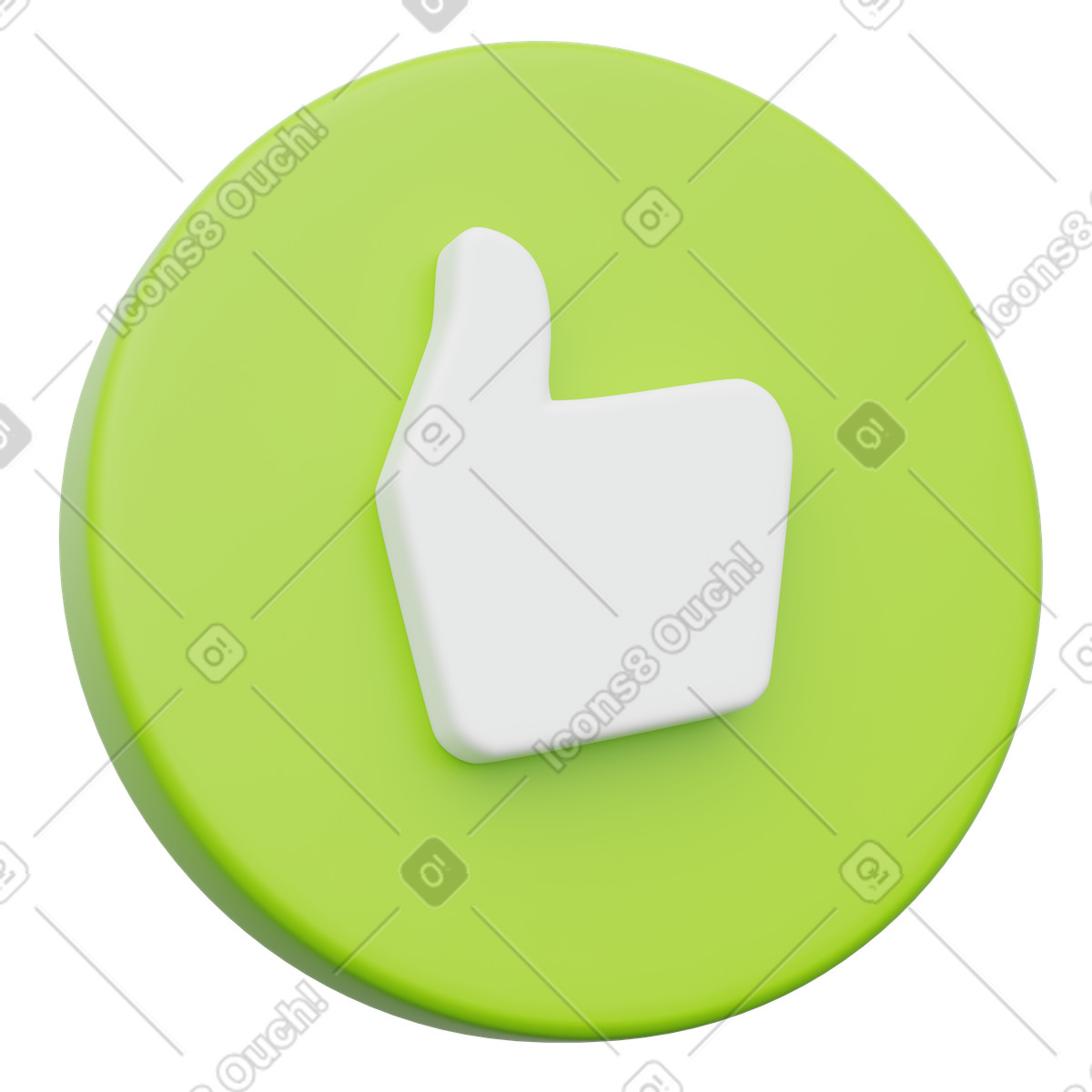 Green thumbs up like button icon for positive feedback illustration in 3D Playful style download in PNG, SVG