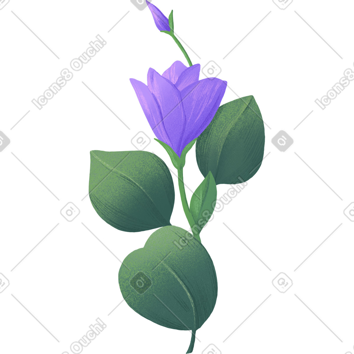 Floral 스타일의 Eustoma flower with eucalyptus leaves 일러스트레이션 PNG, SVG 다운로드