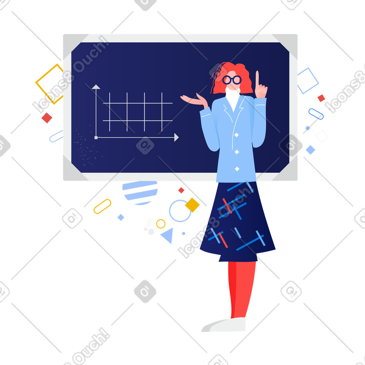 Insegnante vicino alla lavagna illustrazione in stile Clip scarica in PNG, SVG