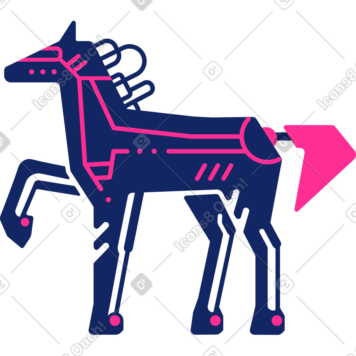 Ilustração de Cavalo em no estilo Cyborg para baixar em PNG, SVG