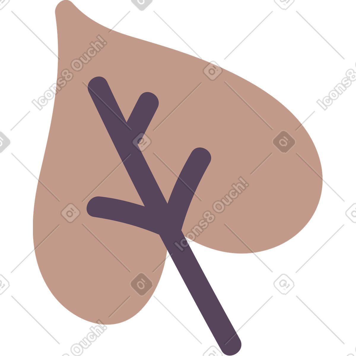 Pluto 스타일의 Brown leaf with black stem 일러스트레이션 PNG, SVG 다운로드