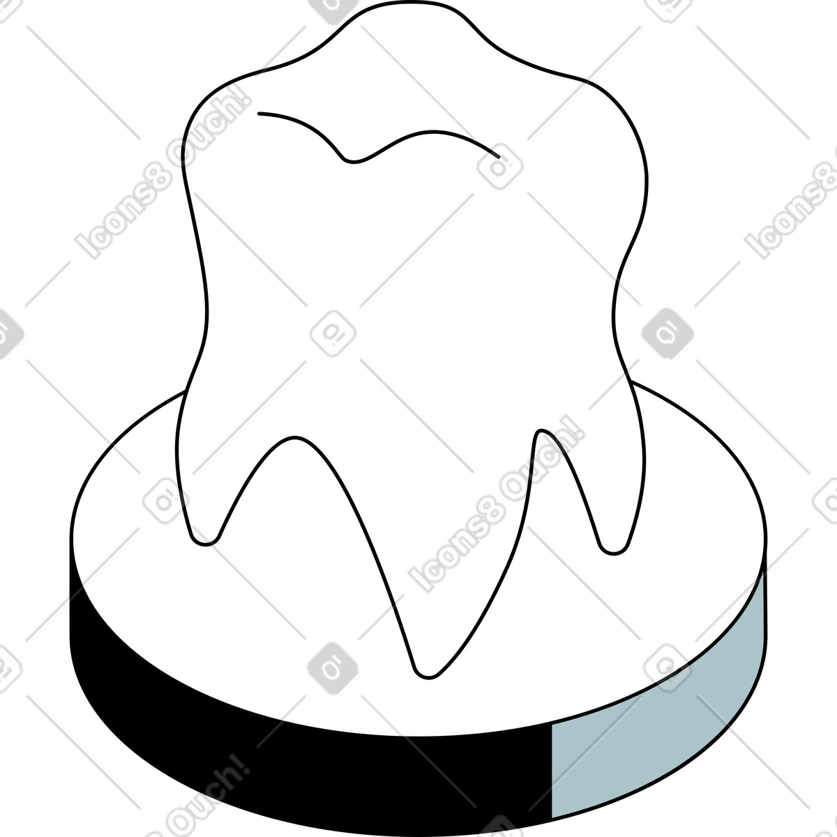 Ilustración Diente en un soporte estilo Isometric a descargar PNG y SVG