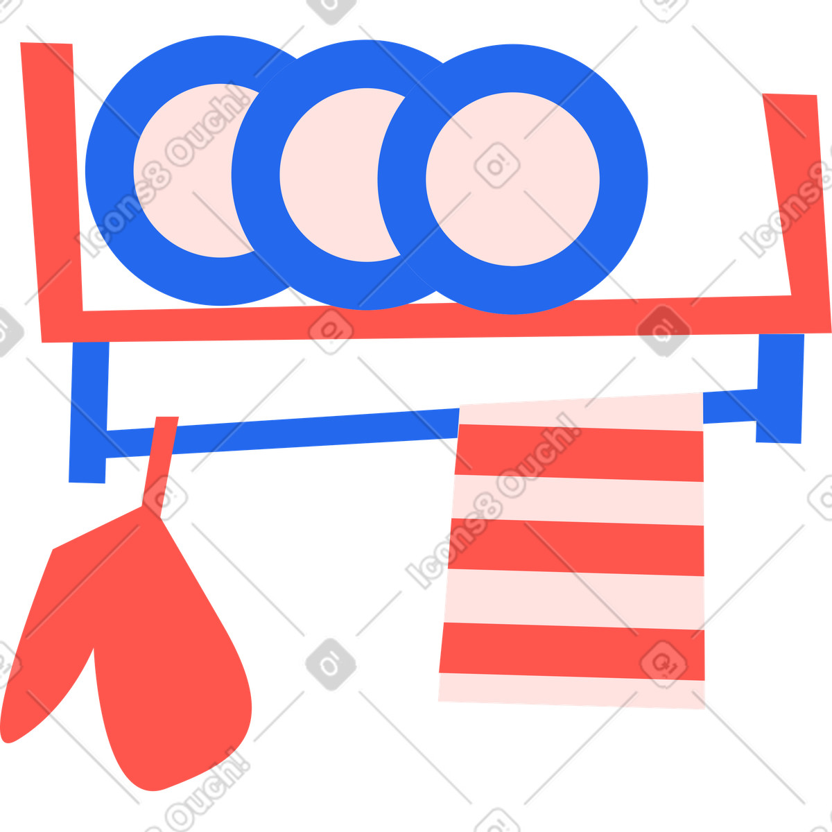 Kingdom kitchen shelf illustration in style download in PNG, SVG