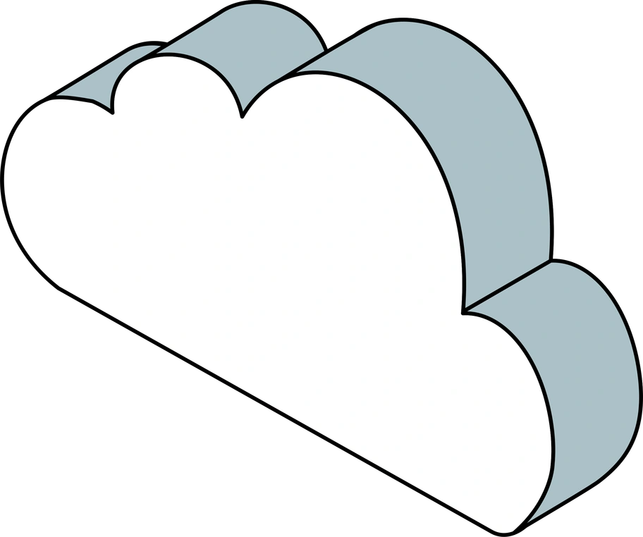 A minimalist cloud shape in isometric view - Isometric style illustration