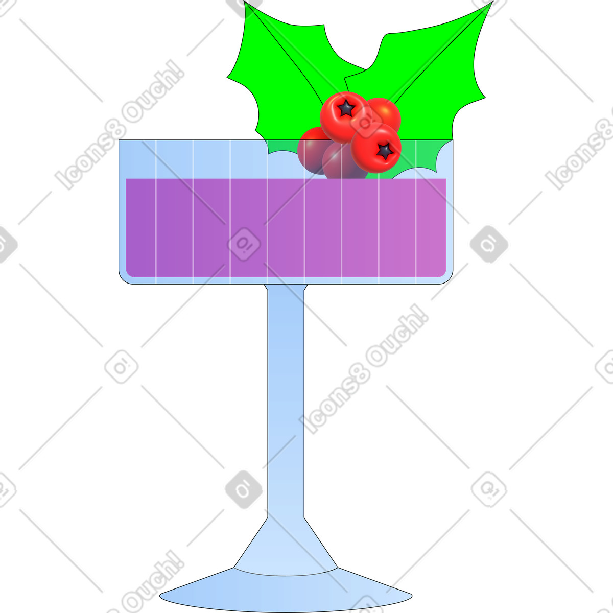 Cocktail di natale con decorazione bacche agrifoglio illustrazione in stile Pop scarica in PNG, SVG