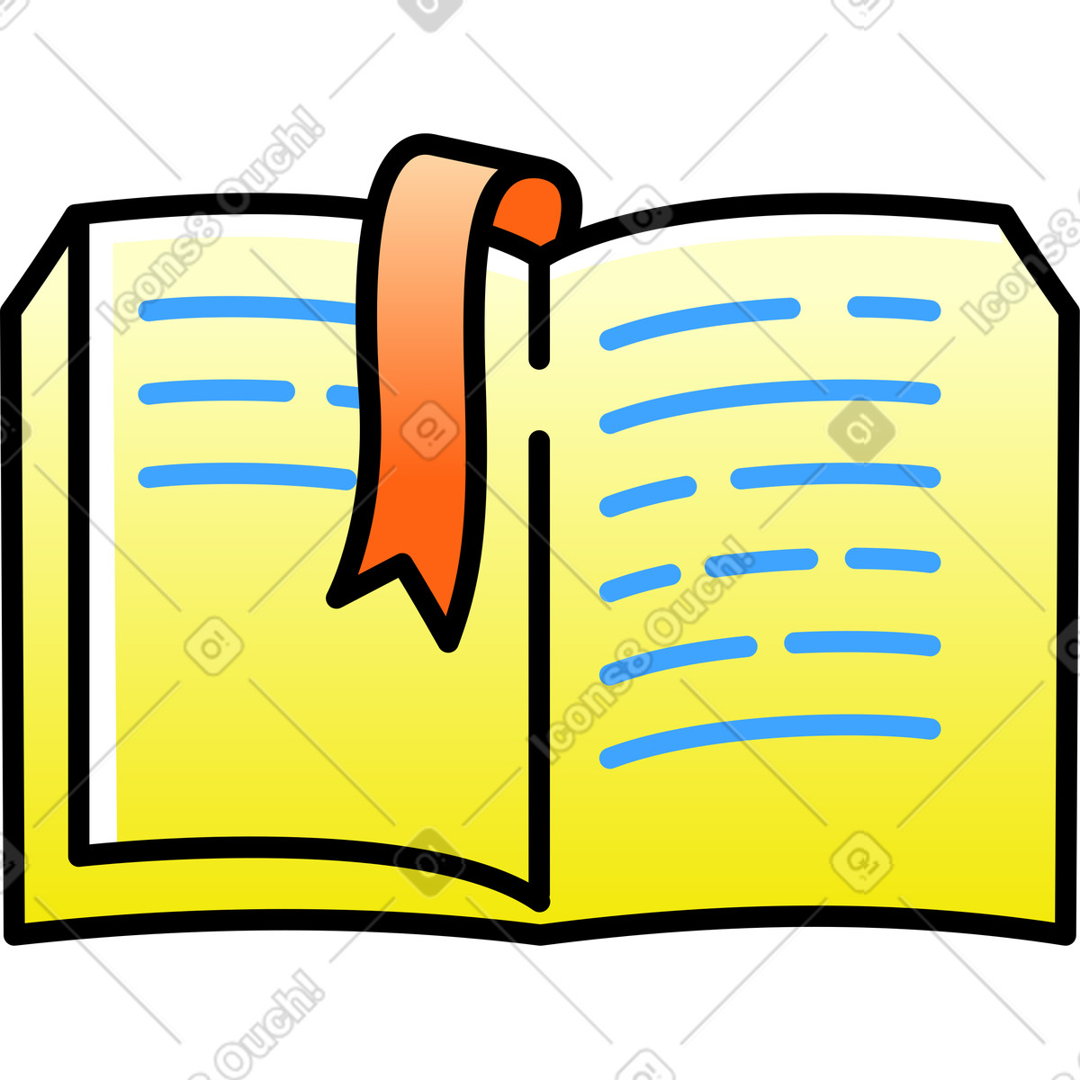 Ilustración Libro abierto con un marcador en estilo Pocus a descargar en PNG y SVG