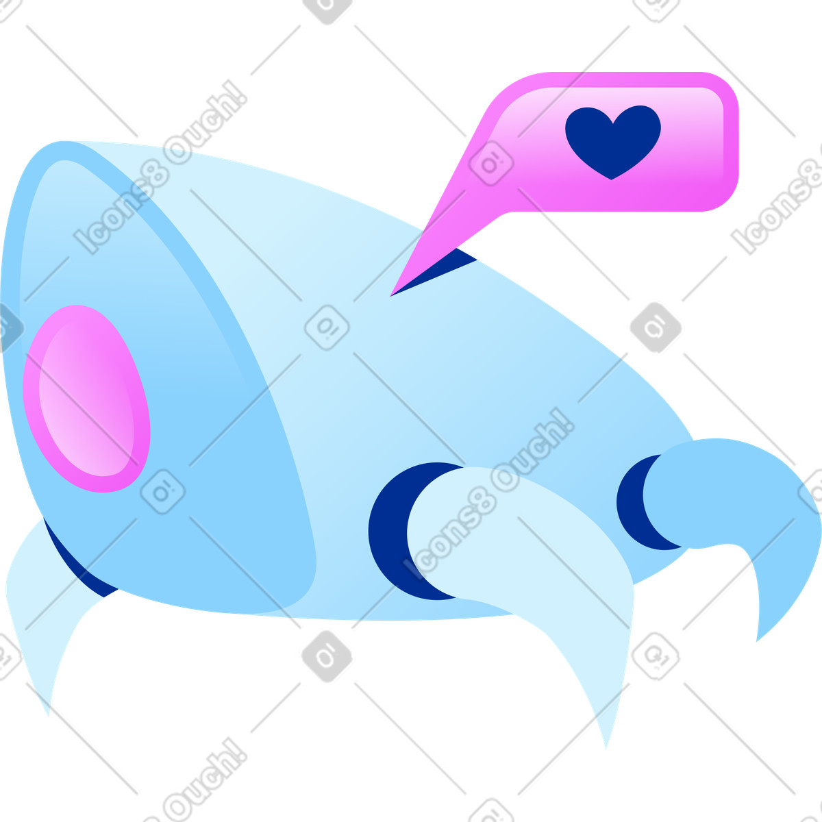 Spider robot with like message illustration in Glossy style download in PNG, SVG