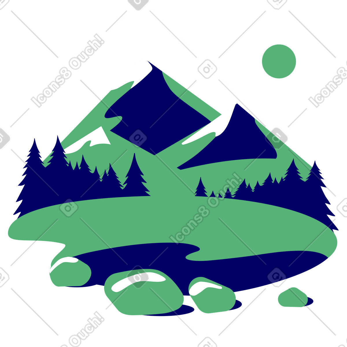 Background with mountains and pine trees illustration in Lounge style download in PNG, SVG