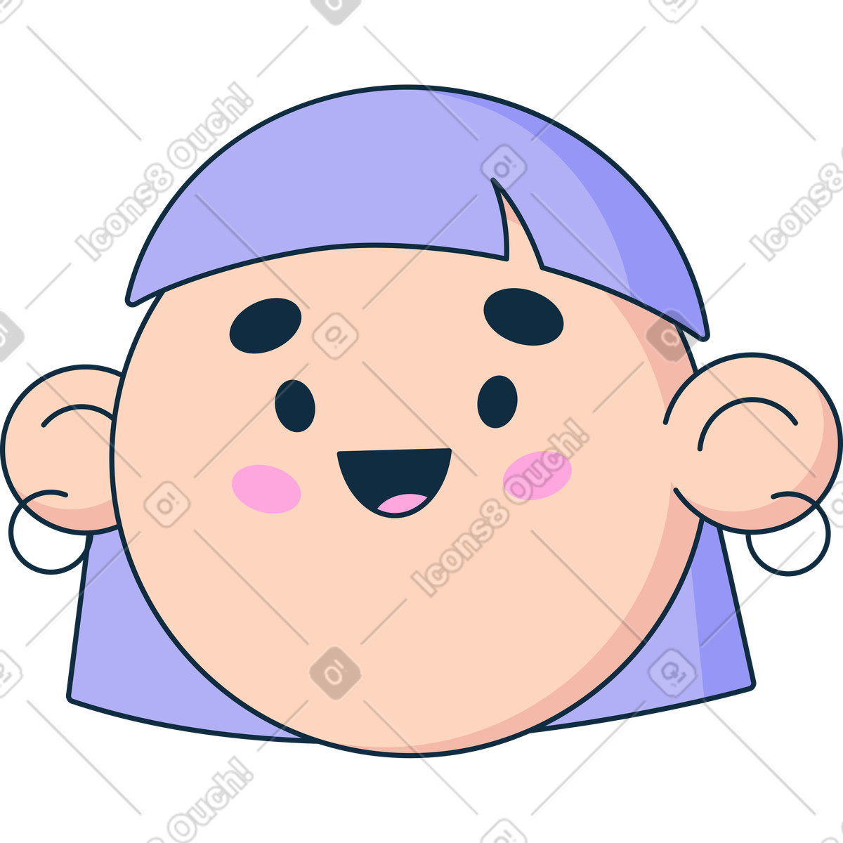 Ilustración Cabeza de mujer con corte pelo bob en estilo Bubble gum a descargar en PNG y SVG