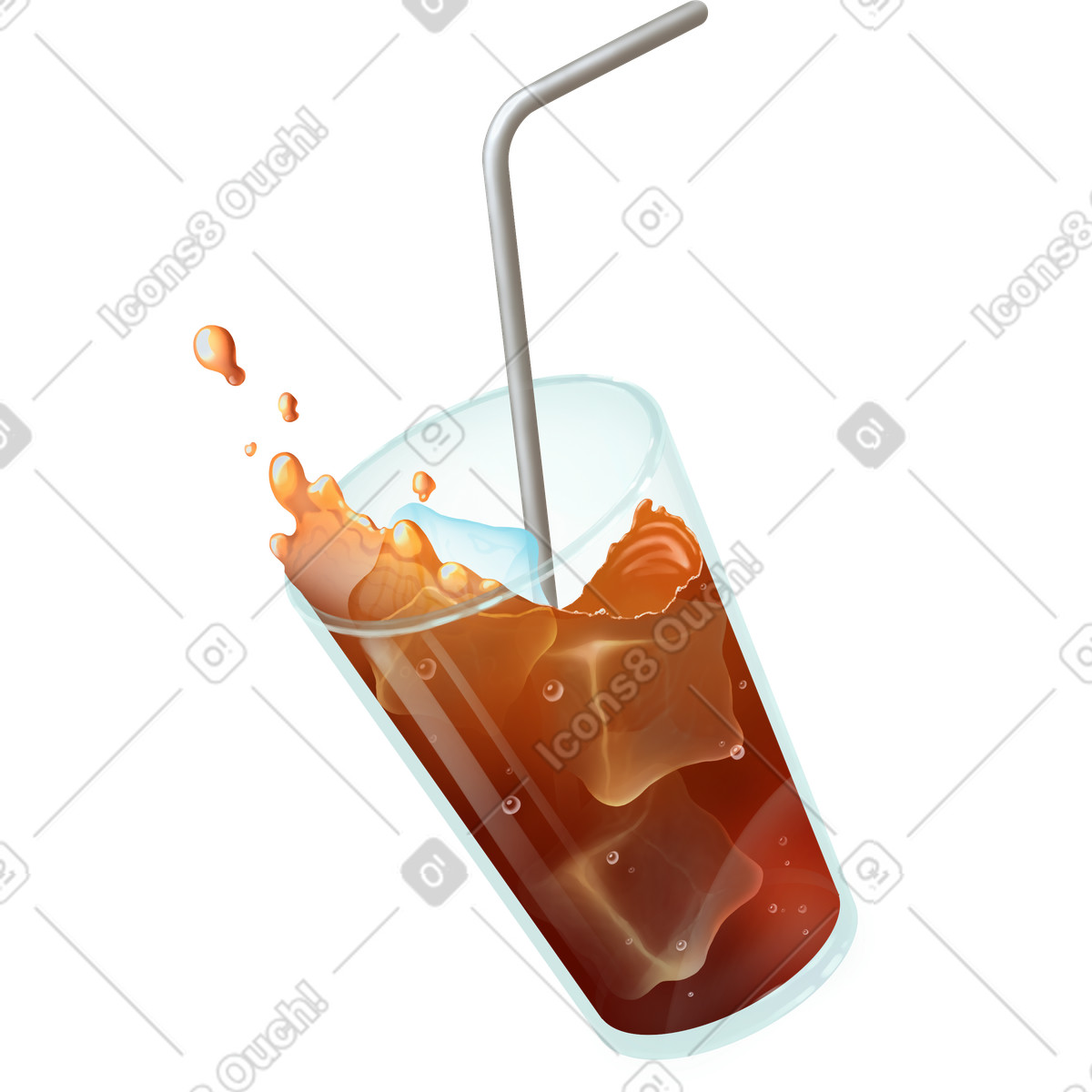 Glass of cola with ice illustration in Props style download in PNG, SVG