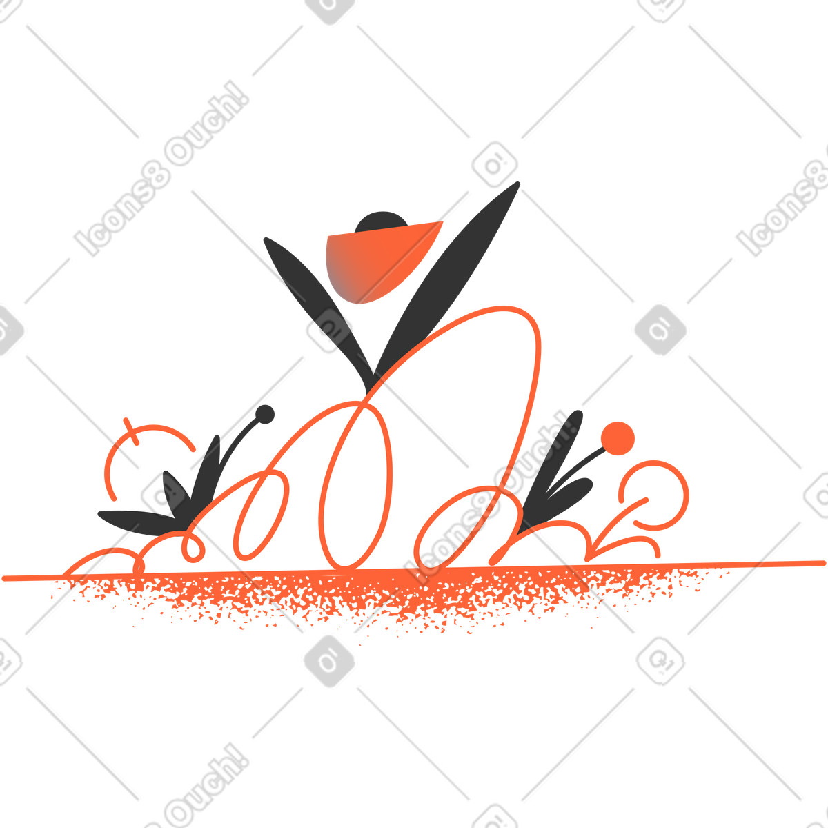 Plants composition illustration in PNG, SVG