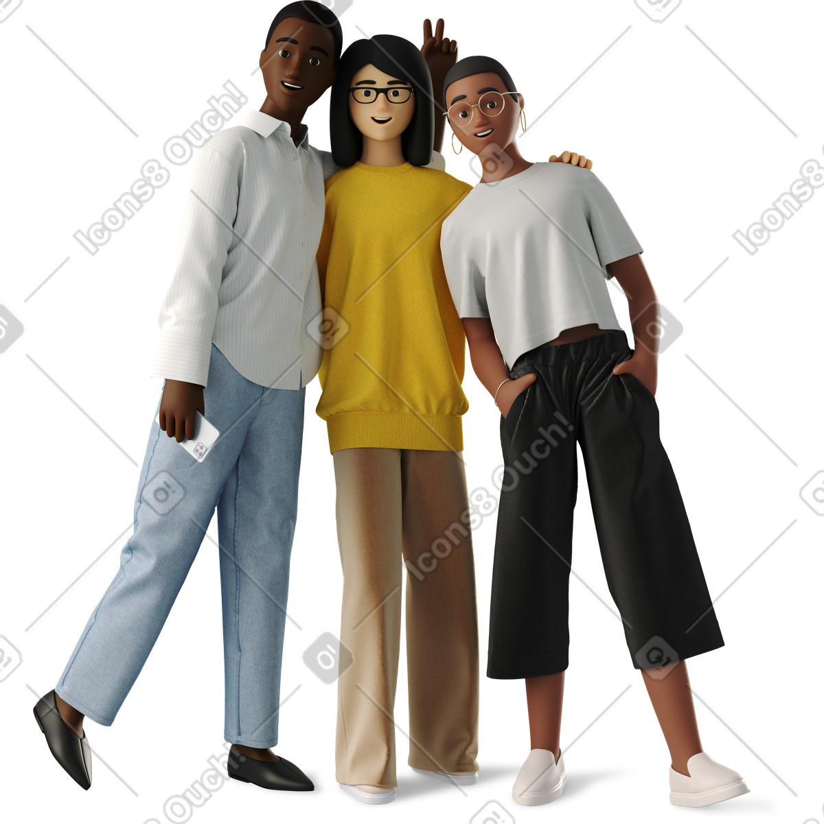 Иллюстрация Young women standing в стиле 3D Business — скачать в форматах PNG, SVG