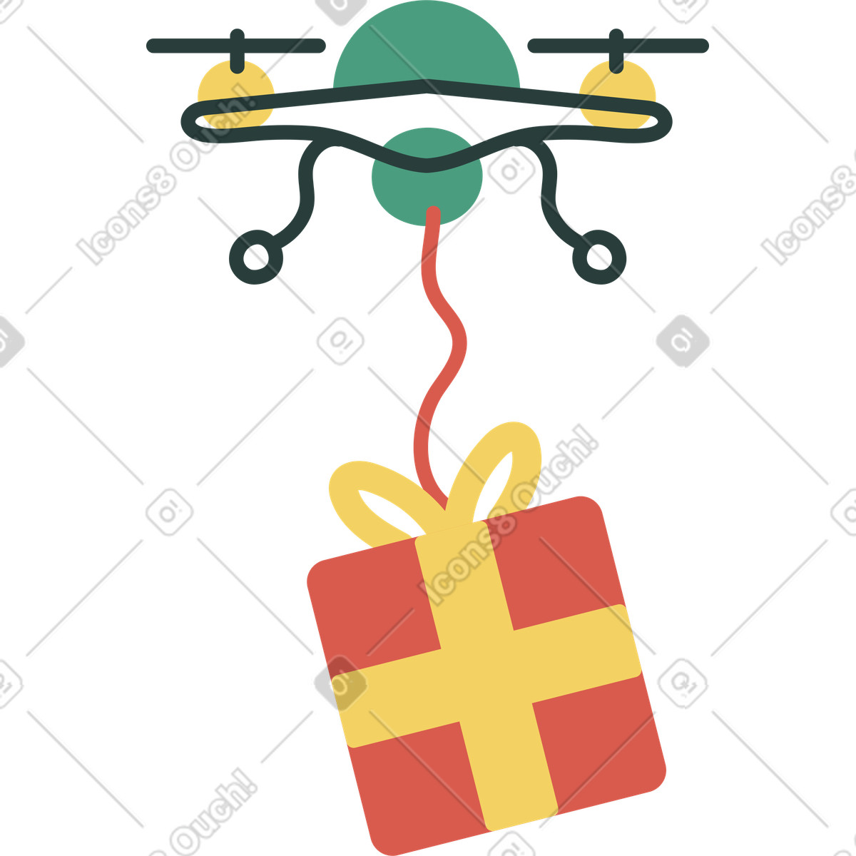 Illustration Drone livrer dans le style Macaroni à télécharger aux formats PNG, SVG