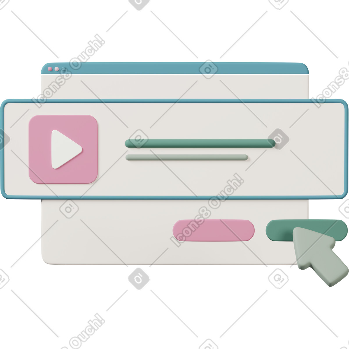 下载 3D Casual life 风格的 Music player window with cursor, song selection and playback control 动画插图，支持 GIF、Lottie （JSON）、AE 格式
