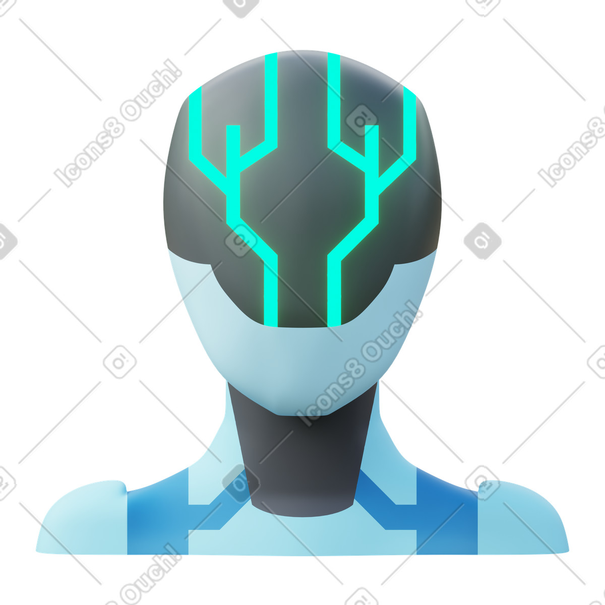 Robot with two glowing stripes illustration in PNG, SVG