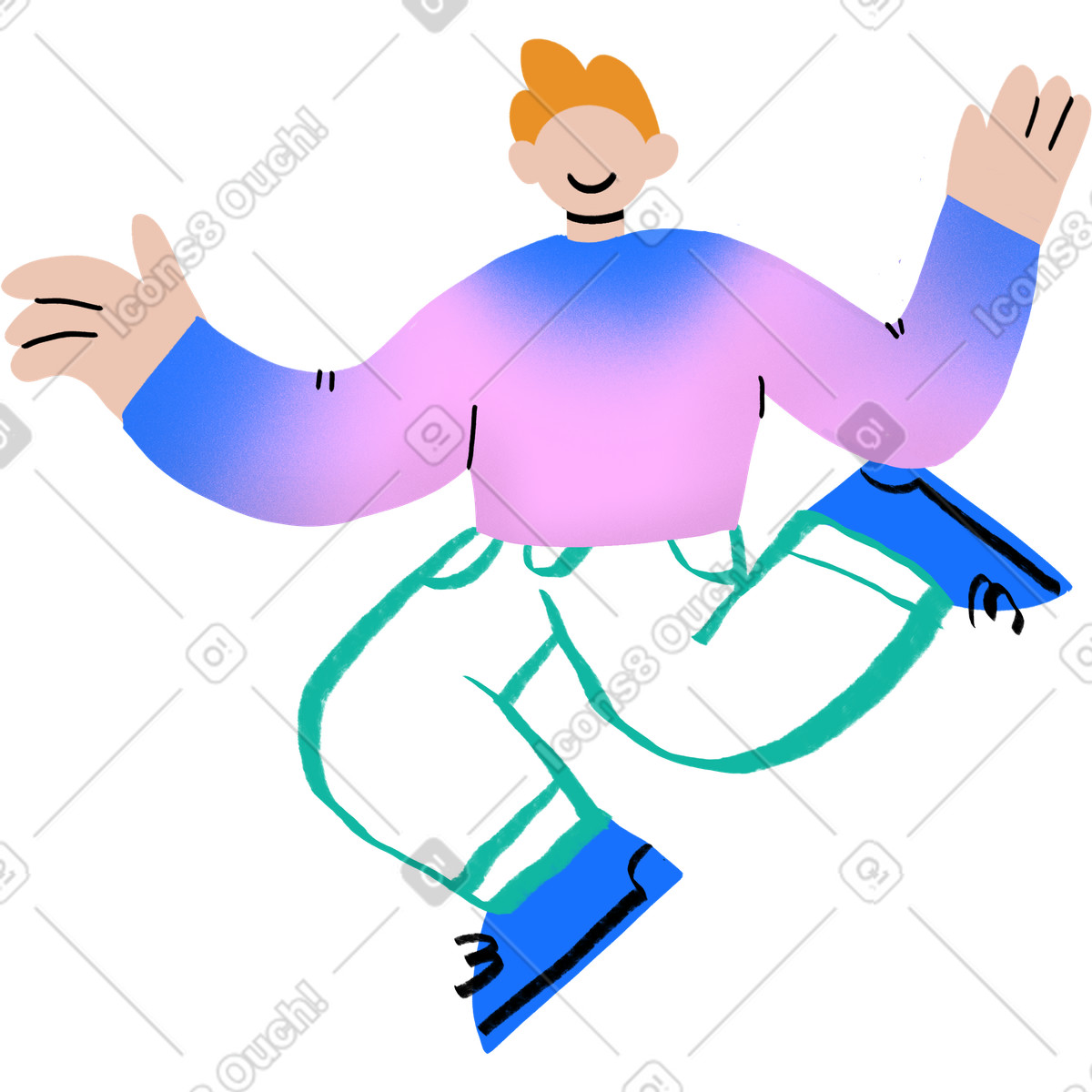 Ilustración Ginger guy jumping en estilo Bonny a descargar en PNG y SVG