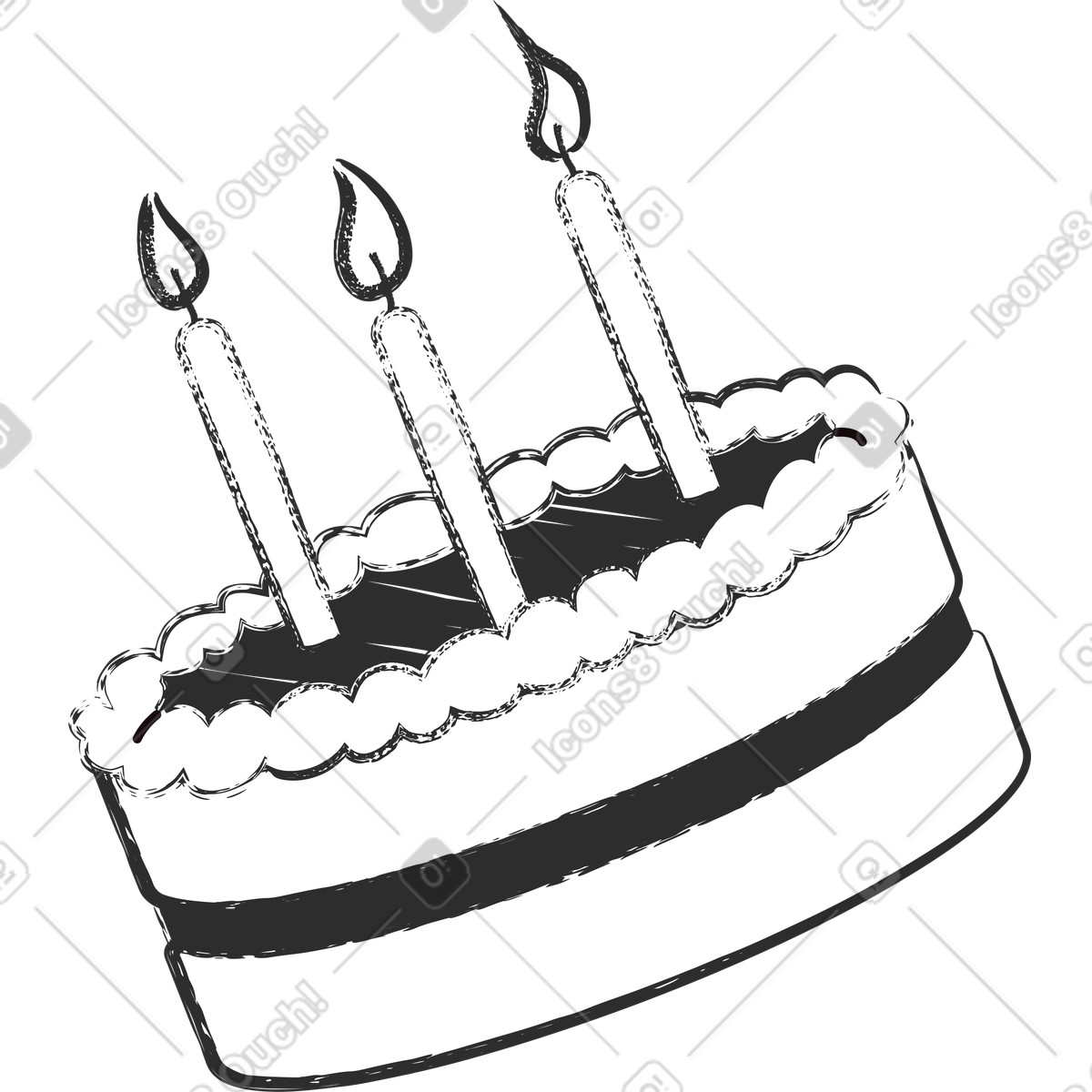 Cake with candles illustration in Graphite style download in PNG, SVG