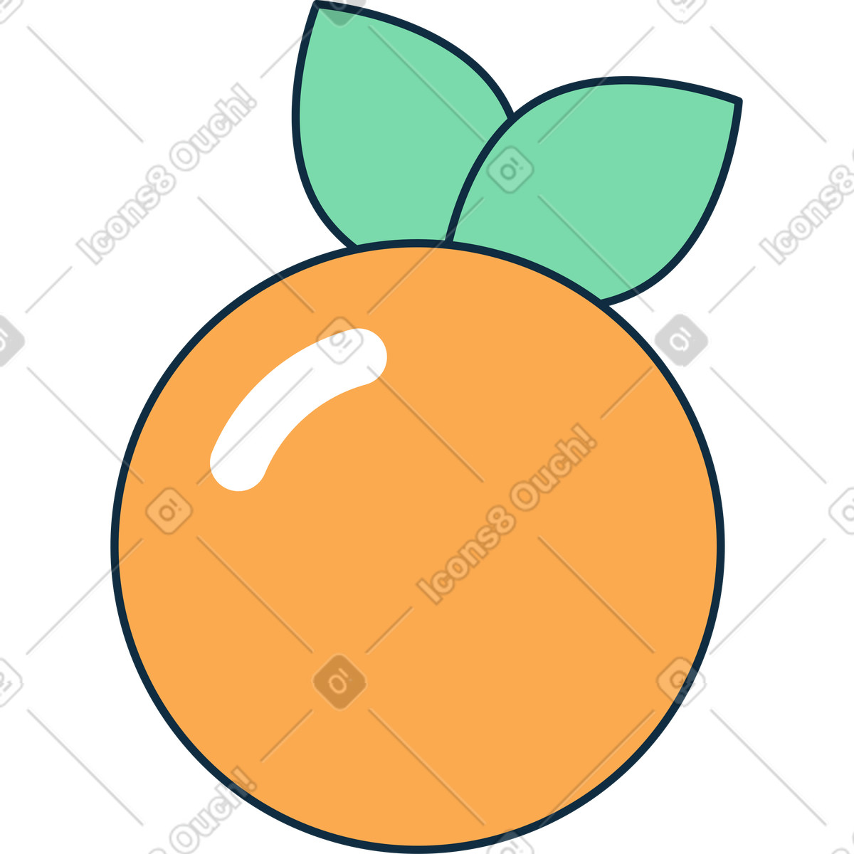 下载 Bubble gum 风格的 带叶子的橘子 插画，支持 PNG、SVG 格式
