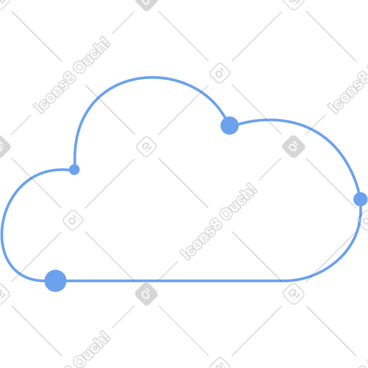 Cloud with blue line-Illustration im Space-Stil als Download in PNG, SVG