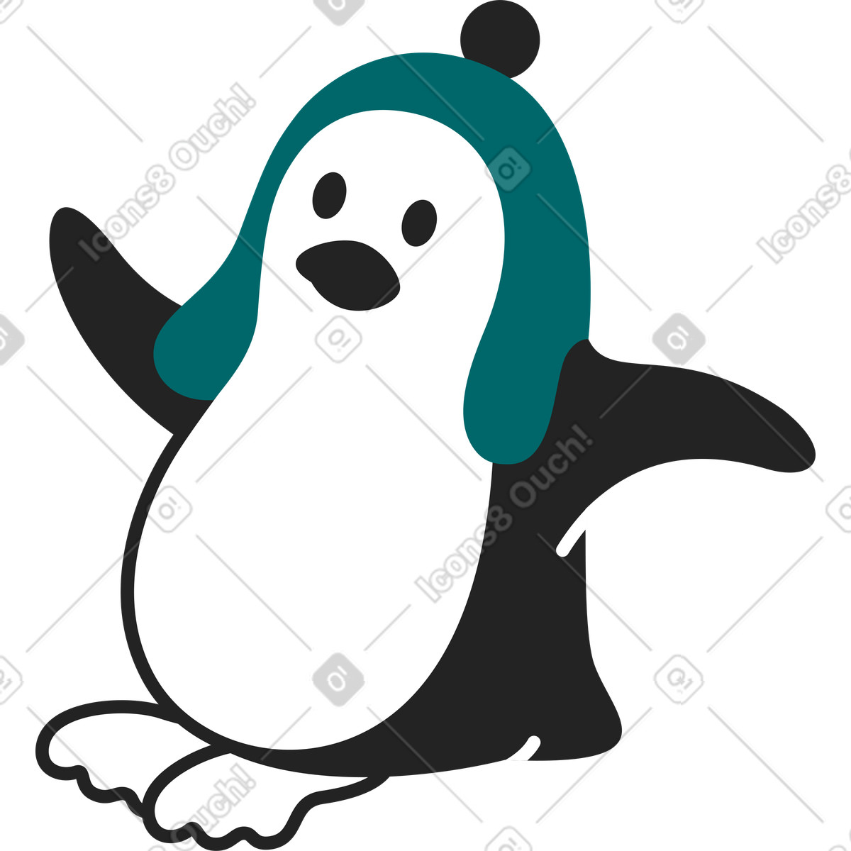 下载 Sammy Line 风格的 坐在企鹅 插画，支持 PNG、SVG 格式