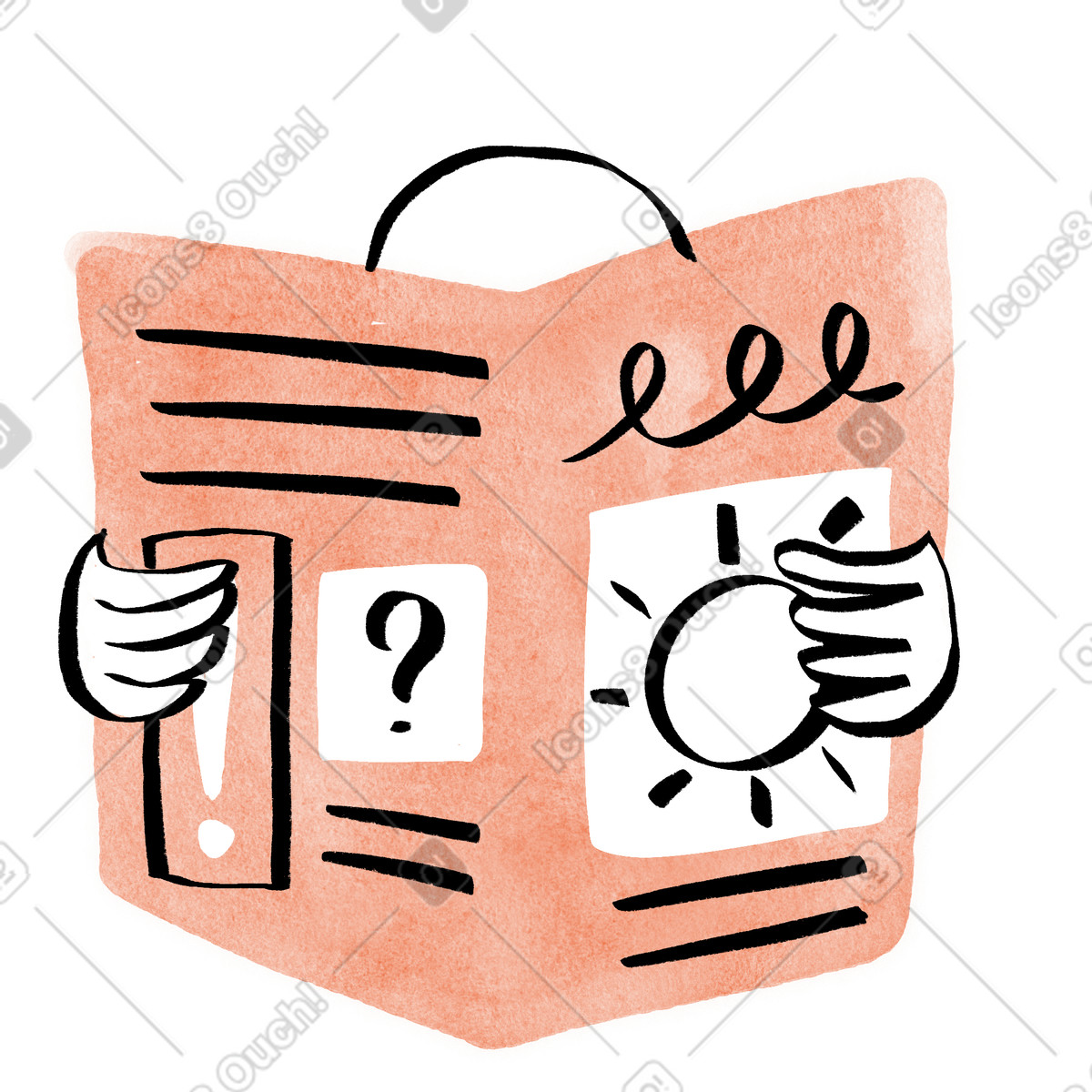 Ilustração de Reading newspaper with article blocks and lines for information updates em no estilo Hand-drawn animation para baixar em PNG, SVG
