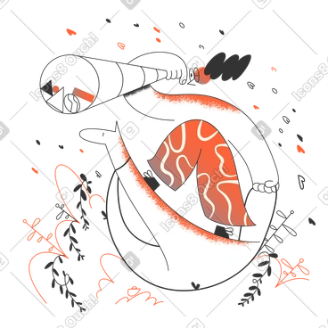 Woman holding a spyglass and searching for something PNG, SVG