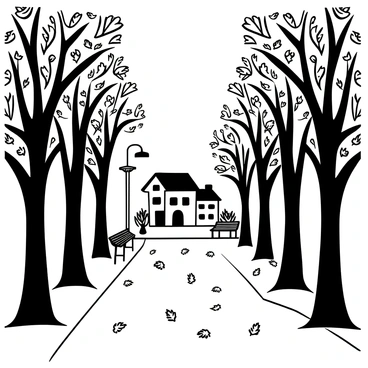 A street lined with trees displaying vibrant autumn foliage