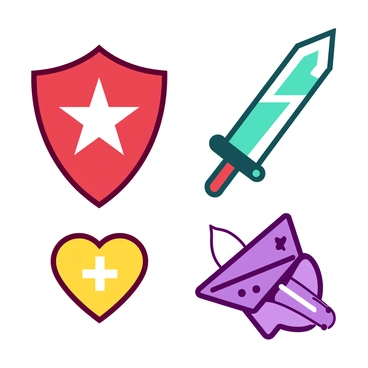 Icons representing different character abilities in a trading card game