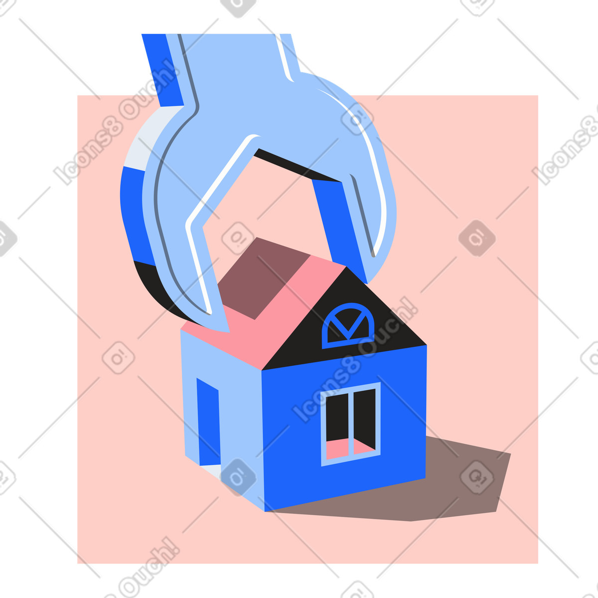 Smart home settings and services animated illustration in Editorial style download in GIF, Lottie (JSON), AE