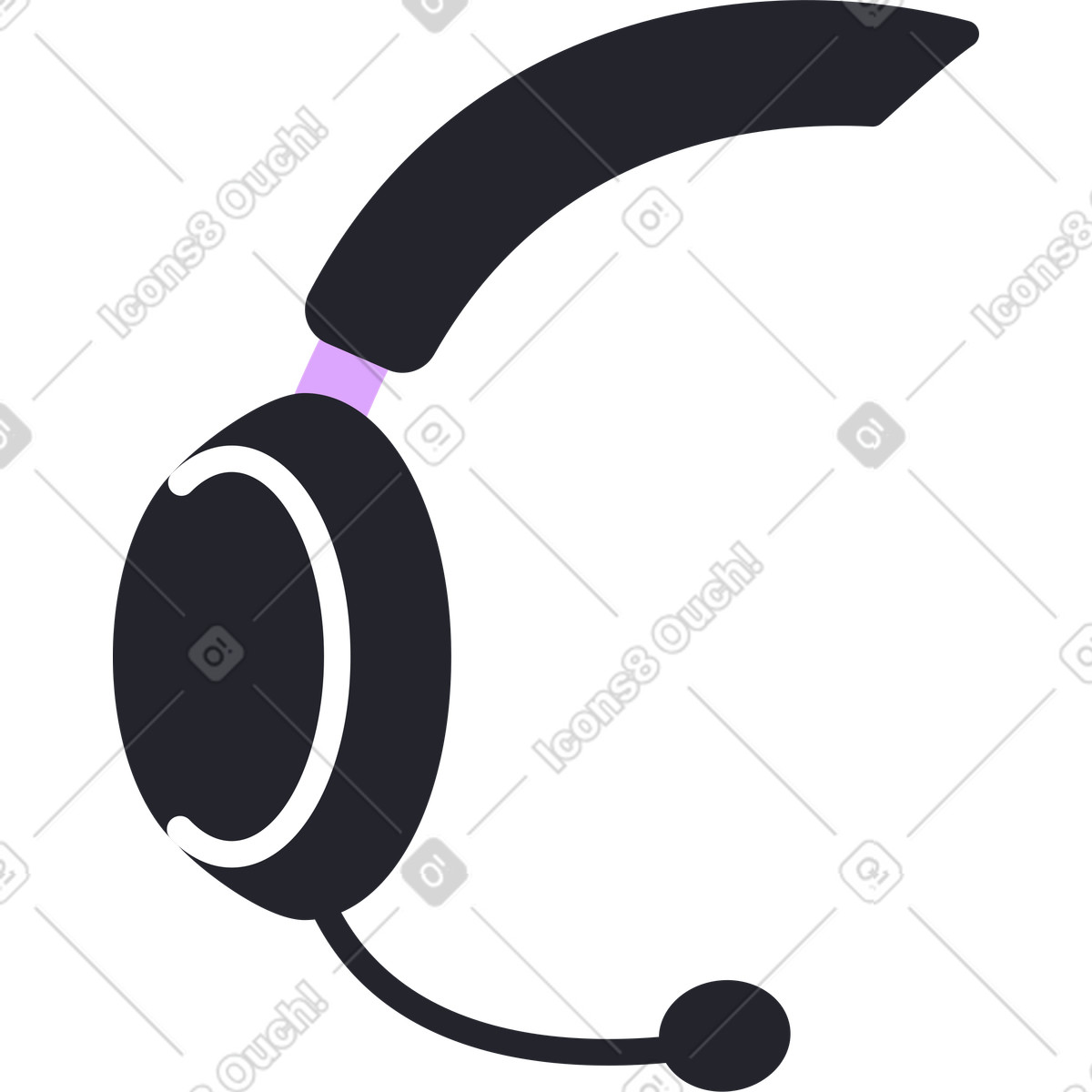 Illustration La moitié des écouteurs avec microphone dans le style Grapy à télécharger aux formats PNG, SVG