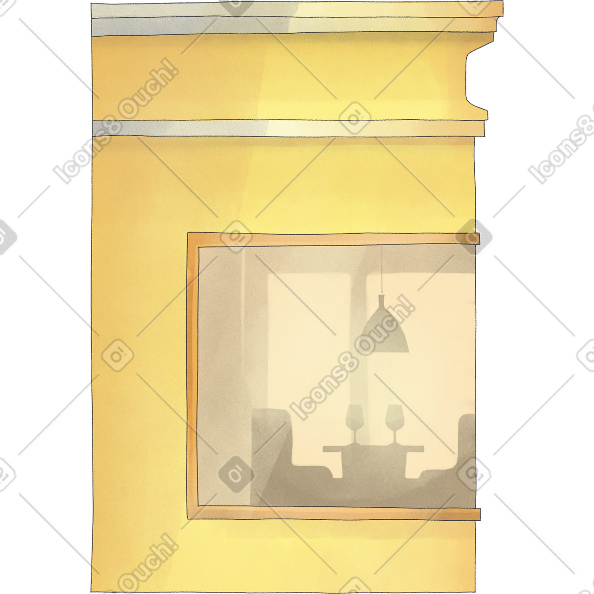 Yellow restaurant building illustration in Seasons style download in PNG, SVG