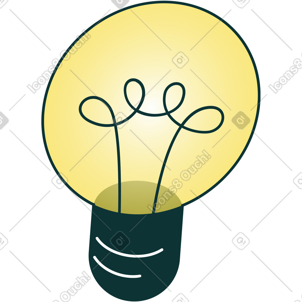 Florid スタイルの 傾いた電球 のイラストをPNG、SVG形式でダウンロード
